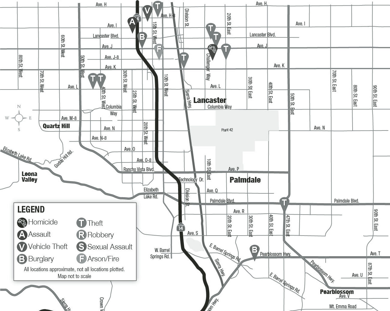 Antelope Valley Crime Map, April 7, 2020